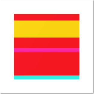 A lovely combo of Cherry Red, Persian Rose, Metallic Yellow and Fluorescent Blue stripes. Posters and Art